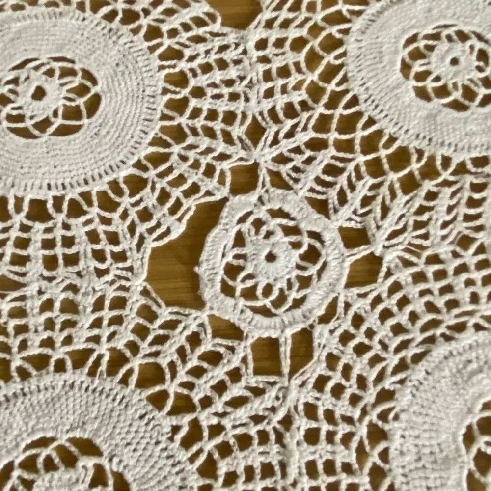 Vintage Handmade Crochet Floral Medallion Doily 11